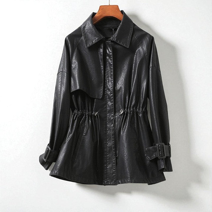 Giselle | Relaxed Faux Leather Jacket with Drawstring Waist