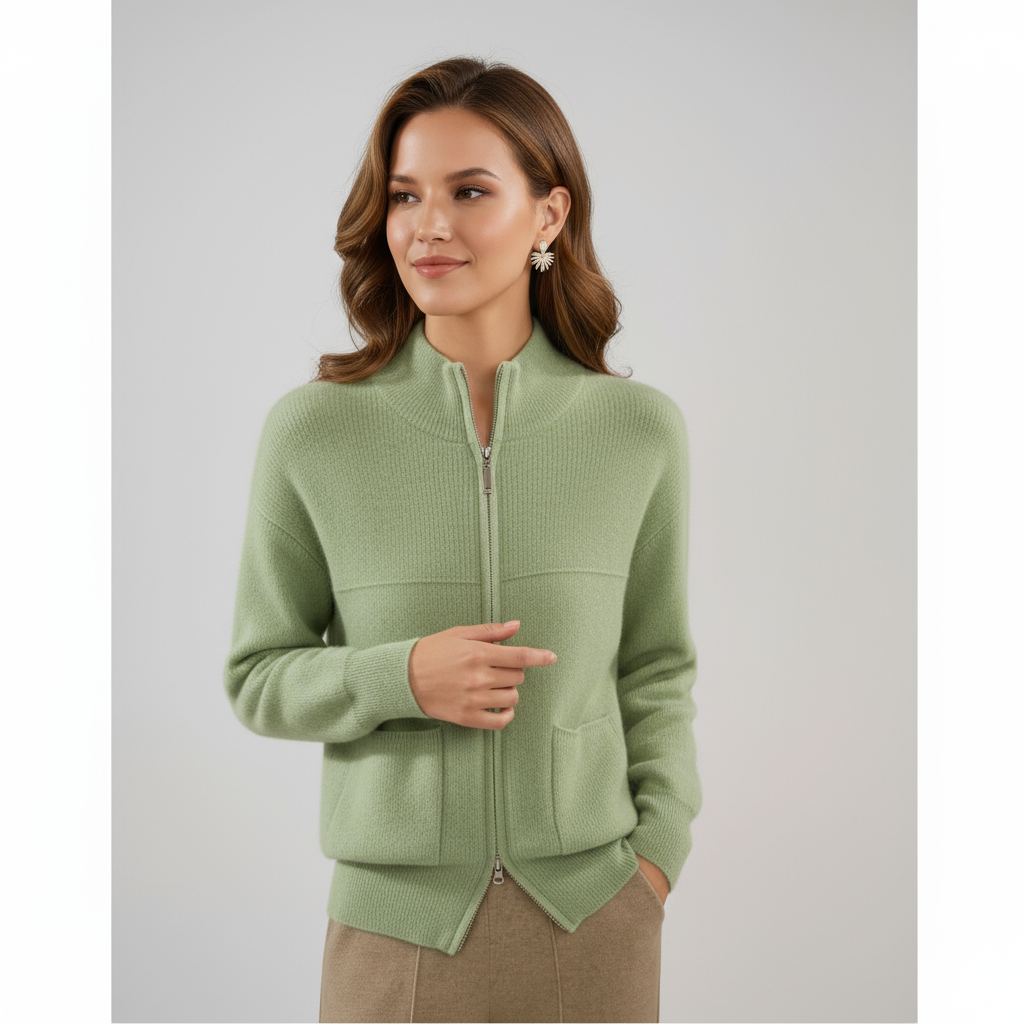 Mara | Quarter Zip Mock Neck Sweater Pockets