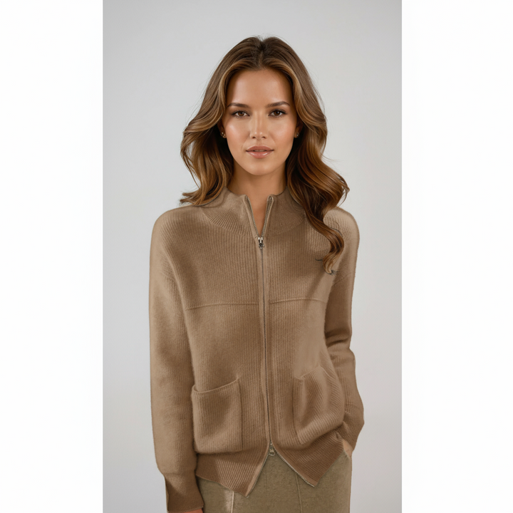 Mara | Quarter Zip Mock Neck Sweater Pockets