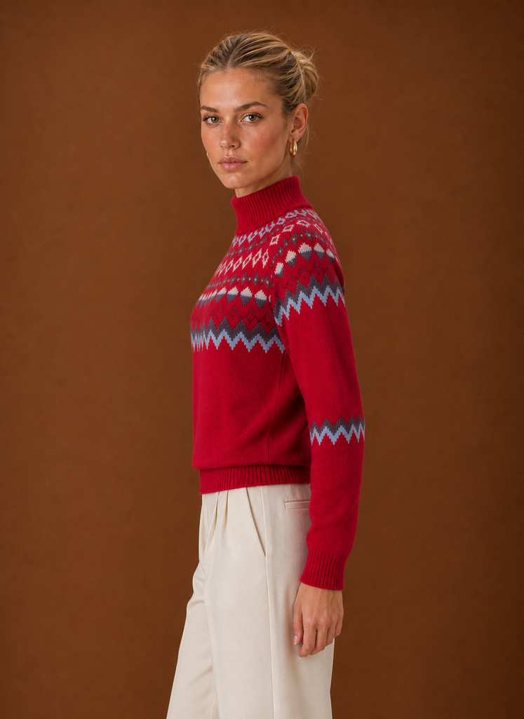 Elise | Fair Isle Turtleneck Sweater Relaxed Fit