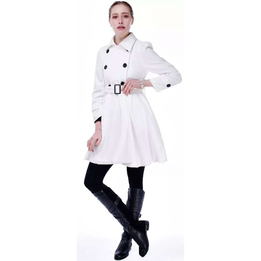 Claire | Double-Breasted Belted Flared Coat
