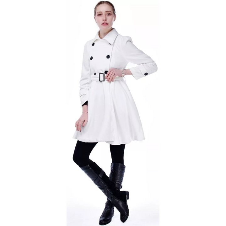 Claire | Double-Breasted Belted Flared Coat