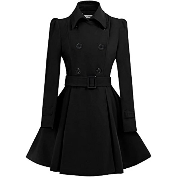 Claire | Double-Breasted Belted Flared Coat