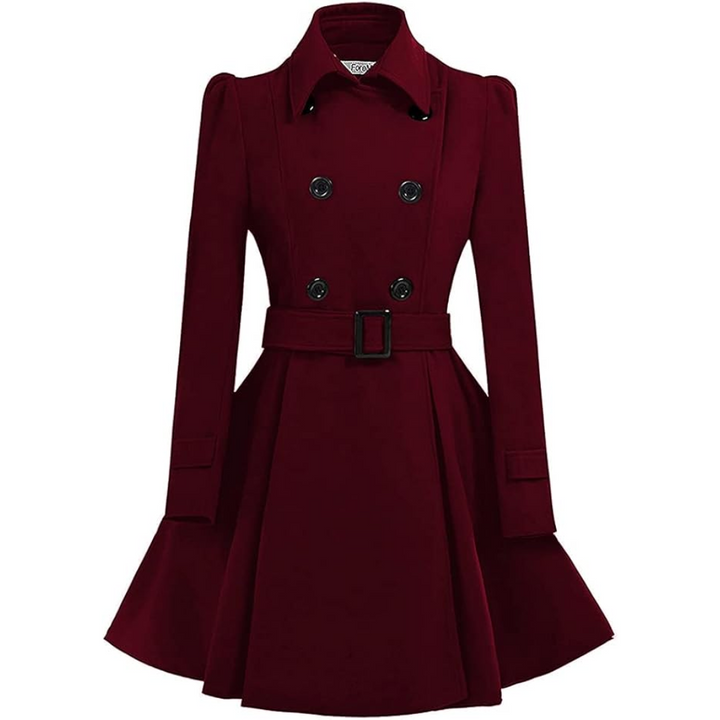 Claire | Double-Breasted Belted Flared Coat