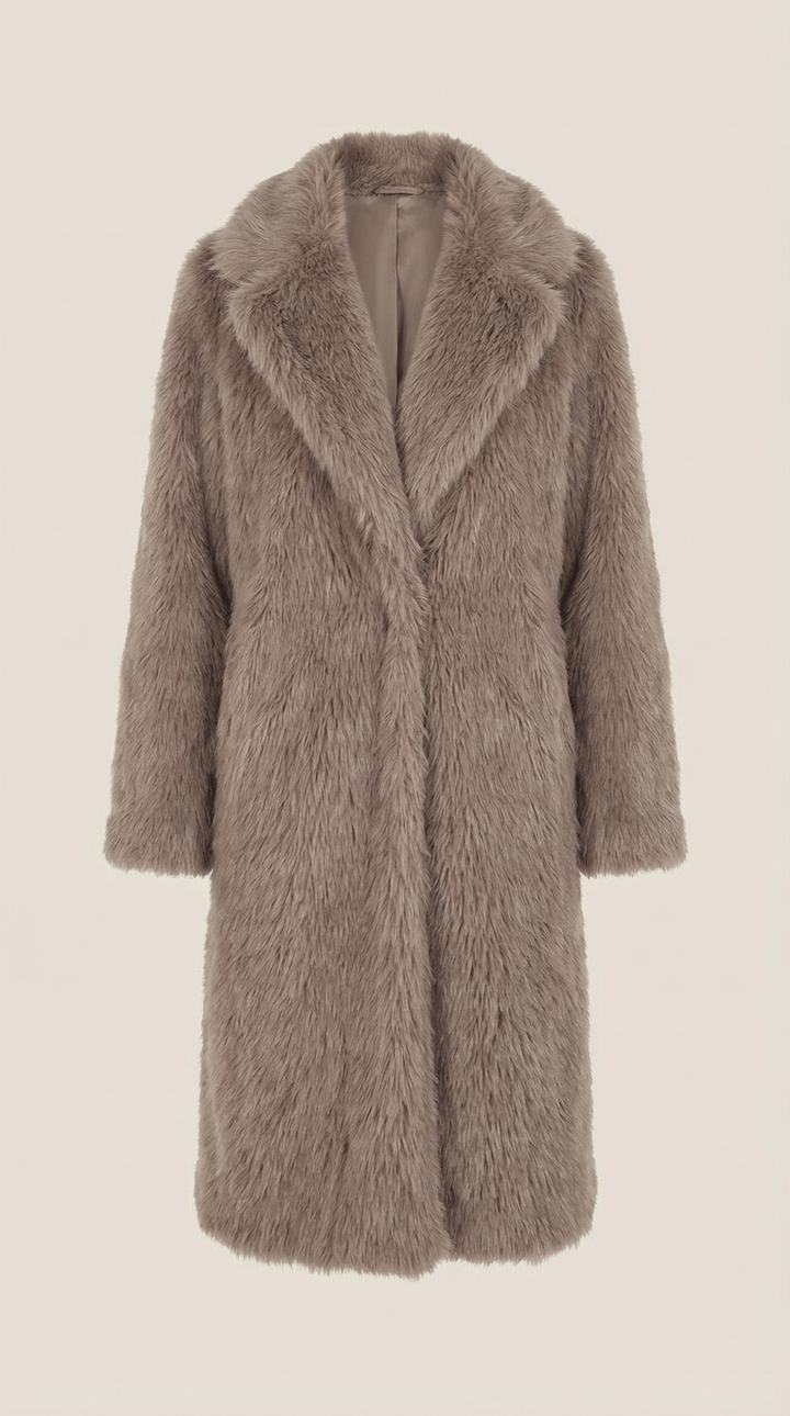 Womens long faux fur coat, view 5