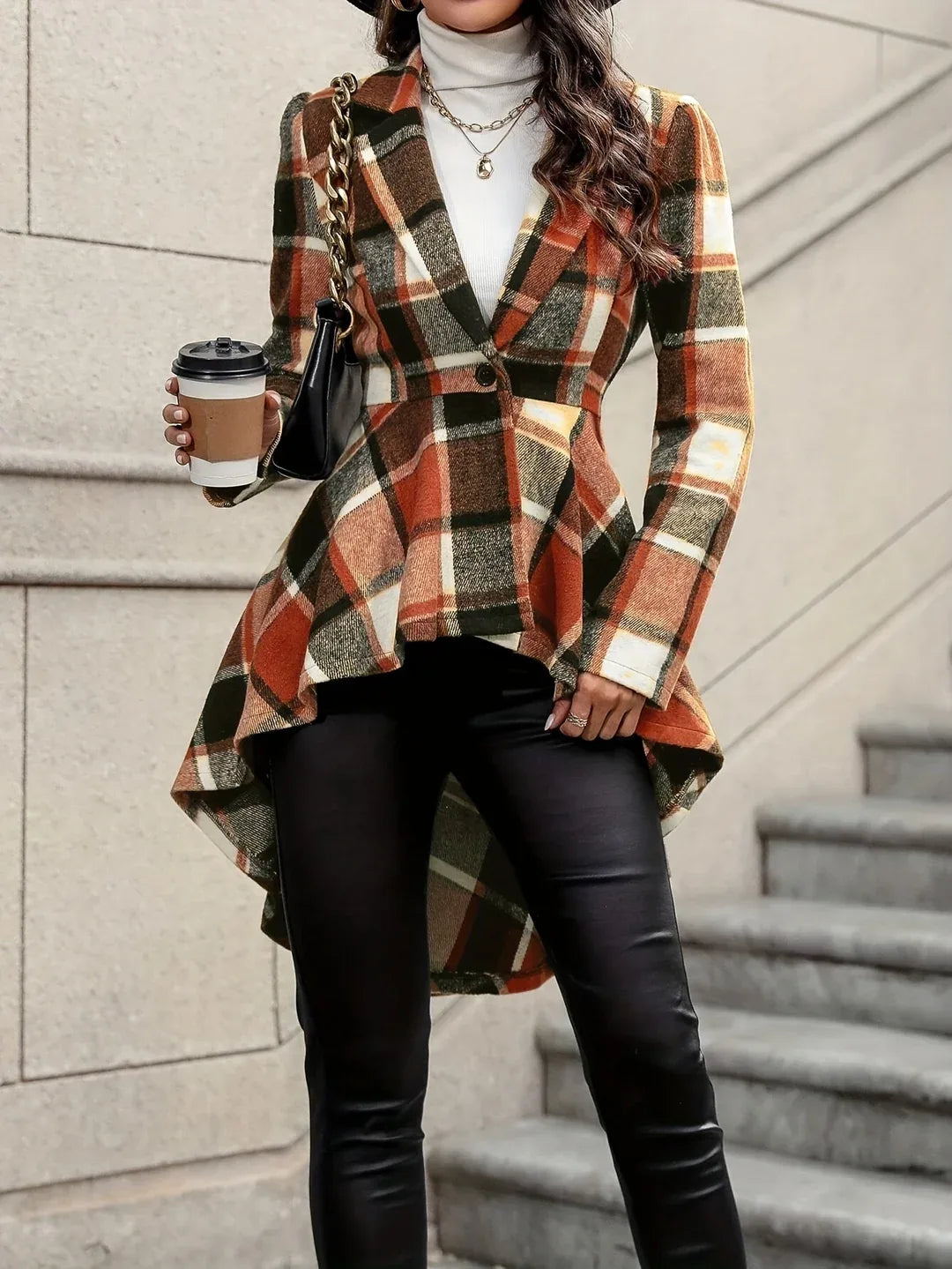 Kara | Fitted Plaid Blazer Jacket