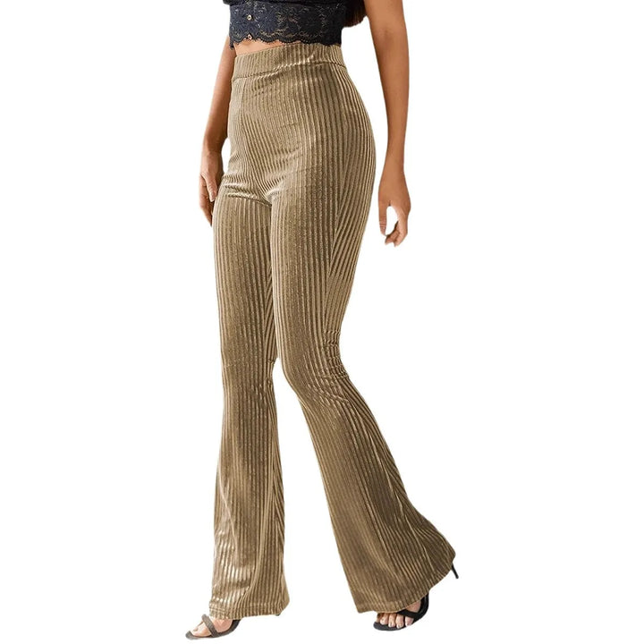 Heidi | Womens High Waist Ribbed Velvet Flare Trouser