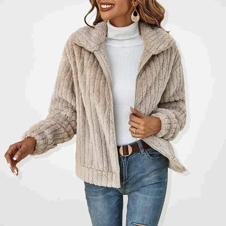 Womens zip-up fleece hooded jacket, view 1