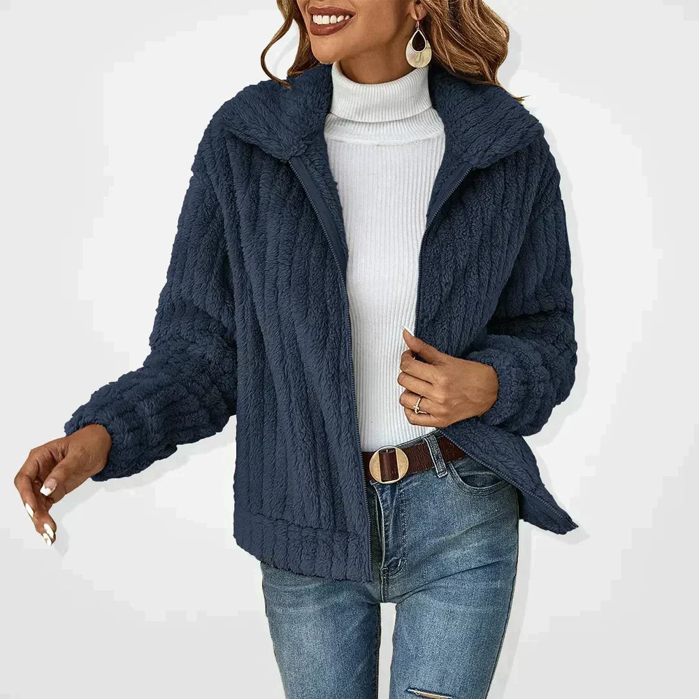 Womens zip-up fleece hooded jacket, view 2