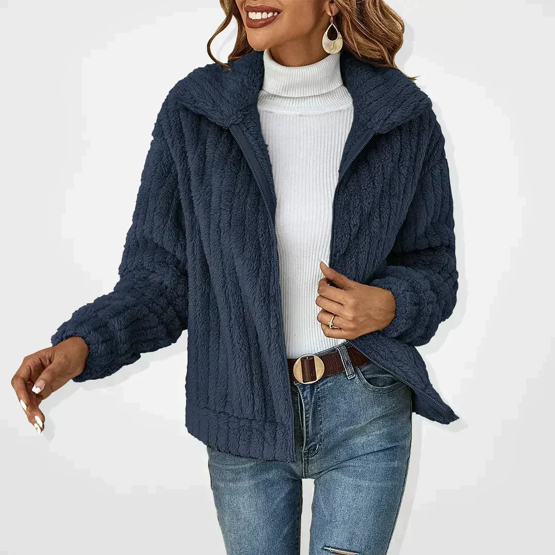 Womens zip-up fleece hooded jacket, view 2