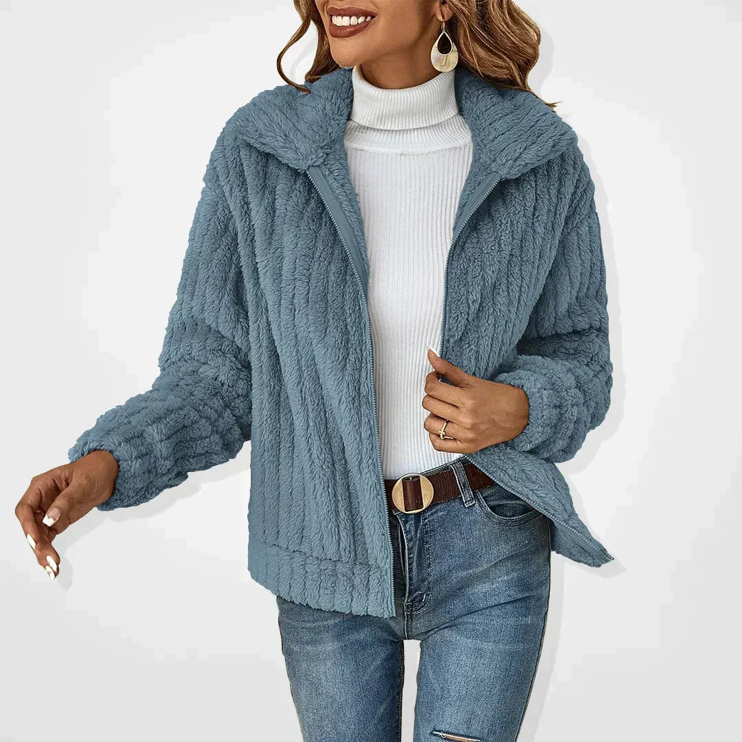 Womens zip-up fleece hooded jacket, view 3