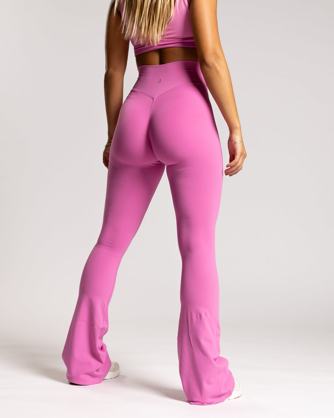 Womens high waist crossover flare leggings, view 3