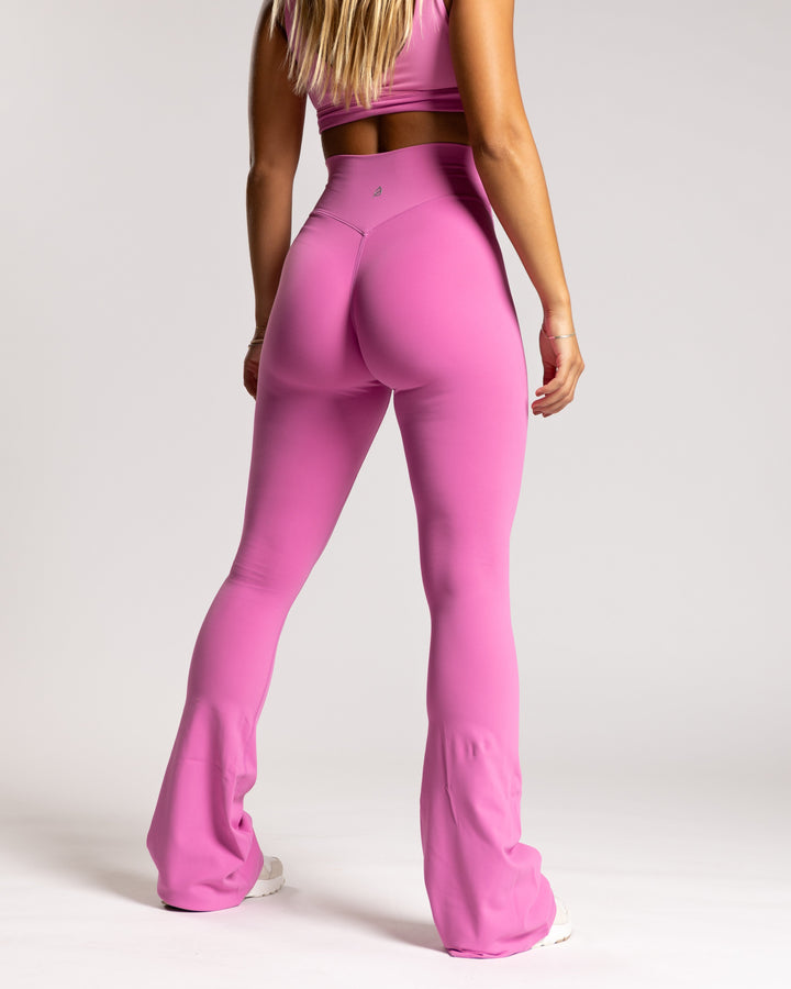 Womens high waist crossover flare leggings, view 3