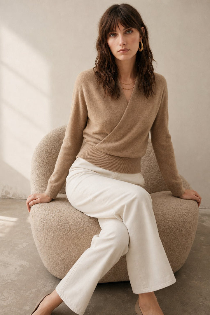 Madison | Womens Wrap Sweater Long Sleeve V-Neck