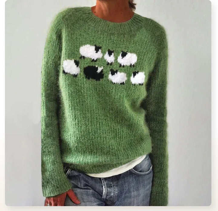 Womens striped knit pullover sweater, view 2