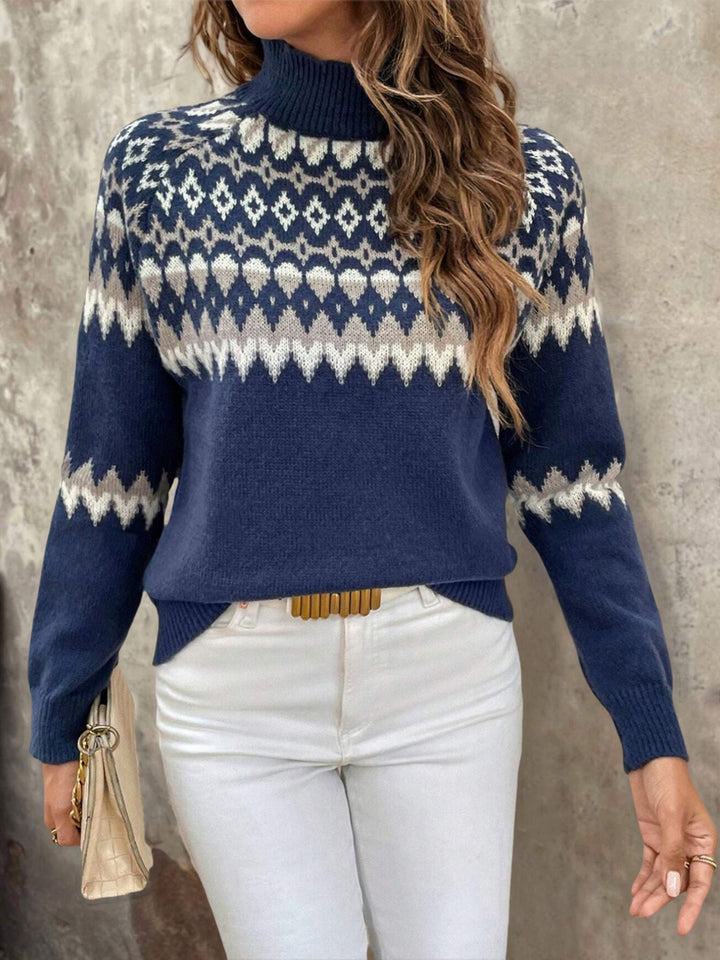 Womens Fair Isle turtleneck sweater, view 4