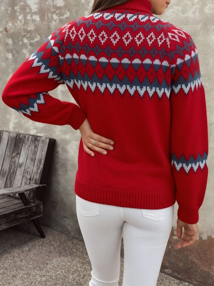 Womens Fair Isle turtleneck sweater, view 8