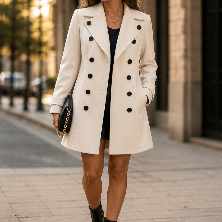 Eve | Womens Double-Breasted Wool Blend Pea Coat