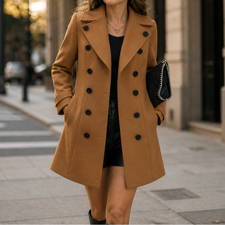 Eve | Womens Double-Breasted Wool Blend Pea Coat