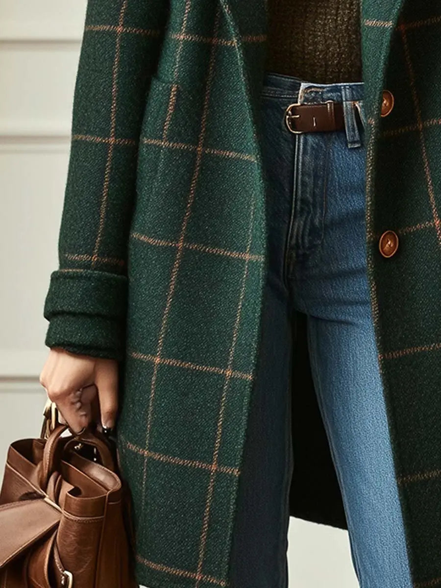 Marlowe | Womens Plaid Long Overcoat