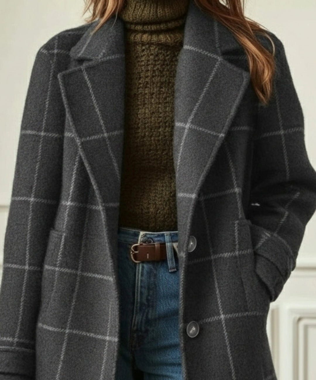 Marlowe | Womens Plaid Long Overcoat