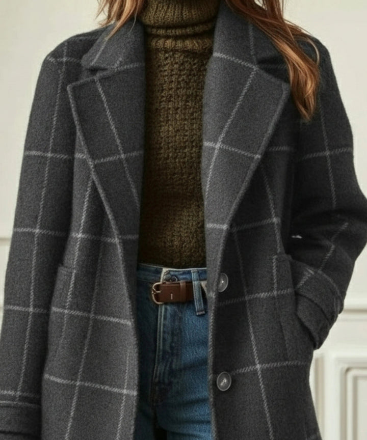 Marlowe | Womens Plaid Long Overcoat