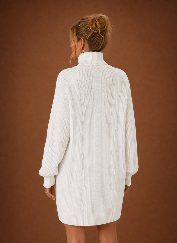 Jade | Turtleneck Cable Knit Sweater Dress