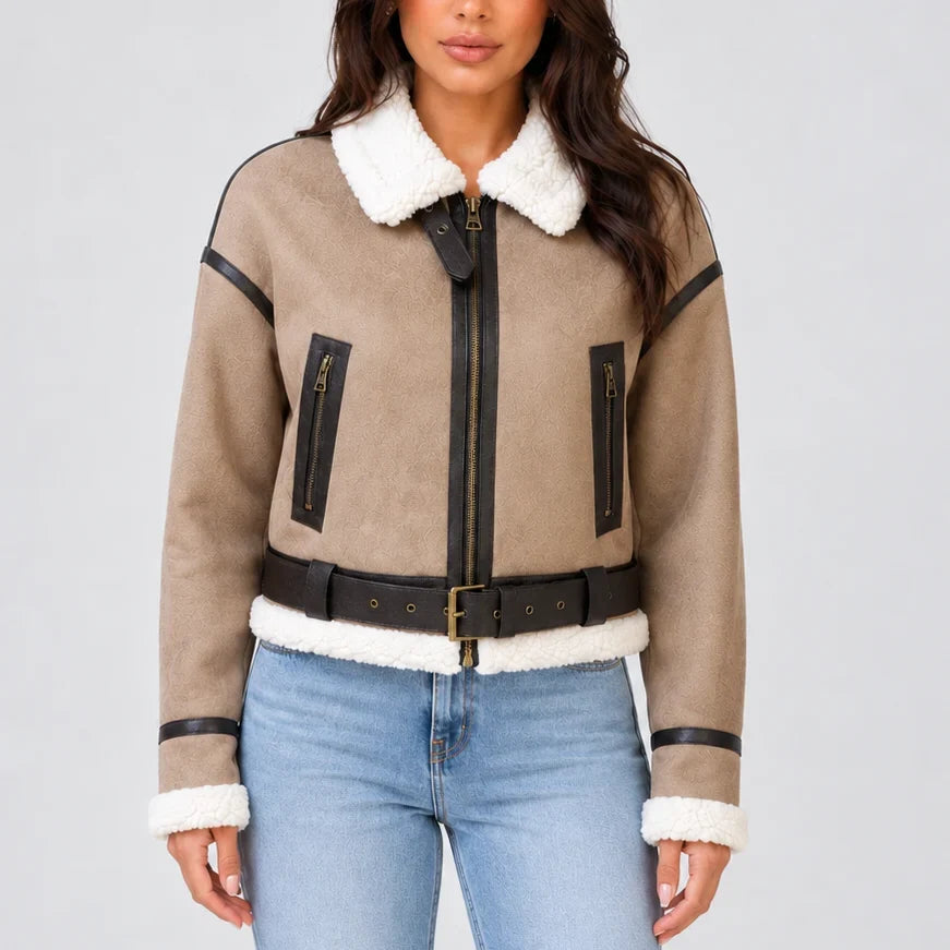 Ivy | Womens Relaxed Zip Shearling Jacket