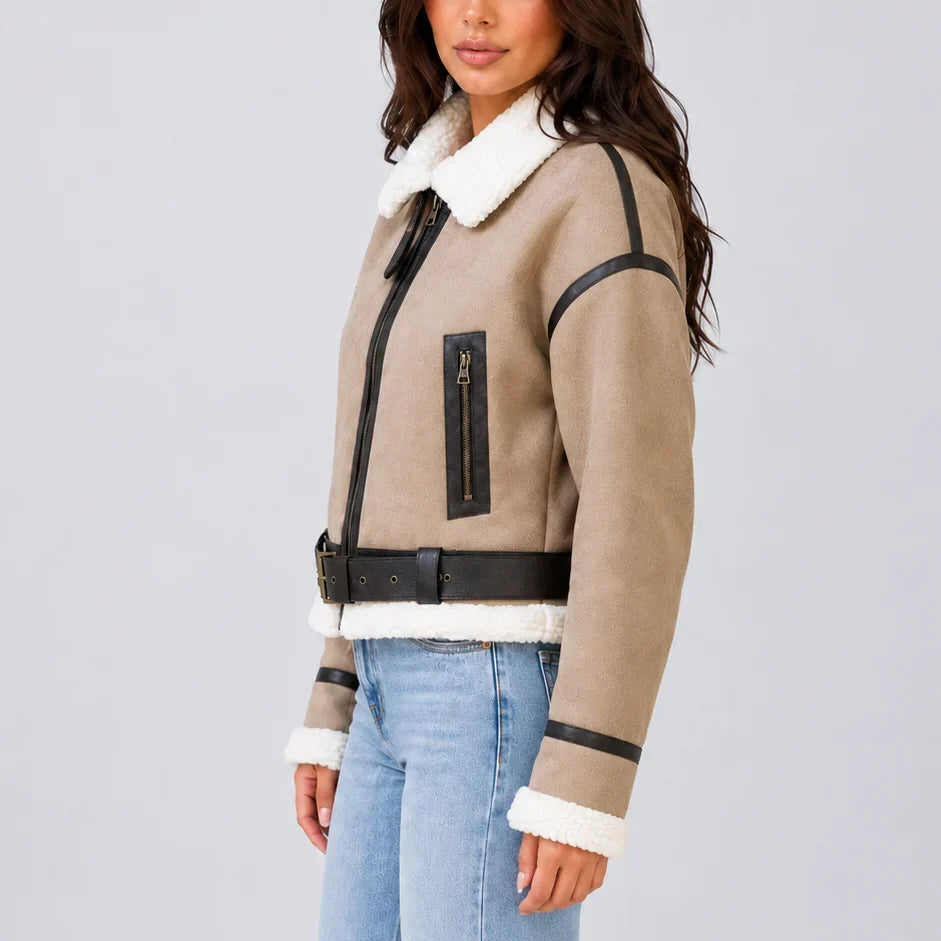 Ivy | Womens Relaxed Zip Shearling Jacket