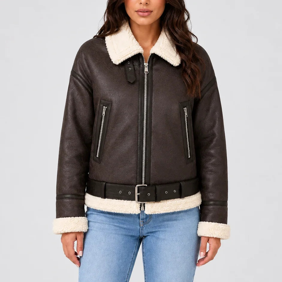 Ivy | Womens Relaxed Zip Shearling Jacket