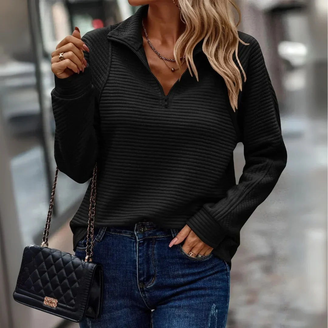 Caitlin | Quarter Zip Sweater Collared Long Sleeve