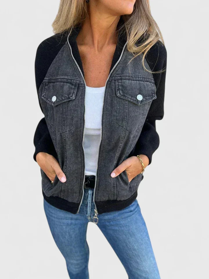 Nina | Denim Bomber Jacket Relaxed Zip
