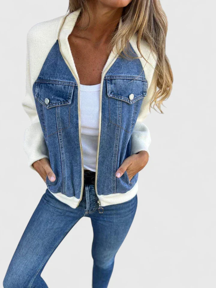 Nina | Denim Bomber Jacket Relaxed Zip