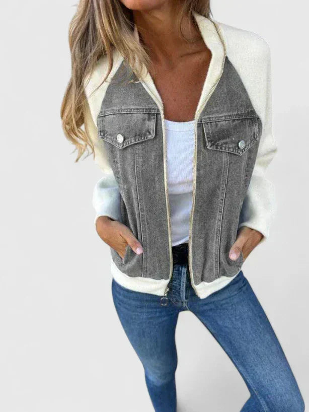 Nina | Denim Bomber Jacket Relaxed Zip