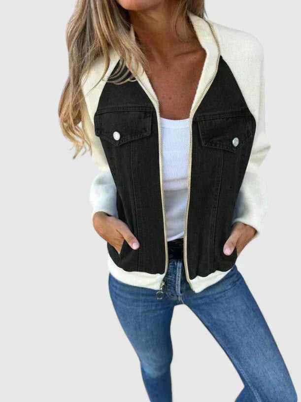Nina | Denim Bomber Jacket Relaxed Zip