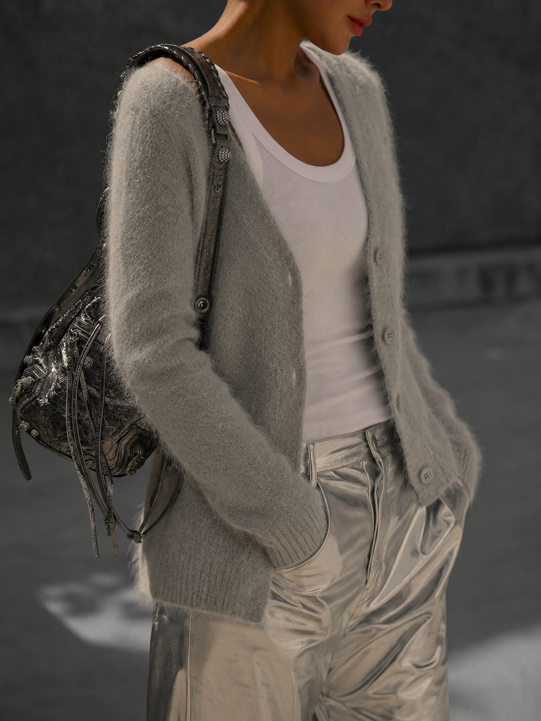 Harper | Womens Oversized V-Neck Knit Cardigan
