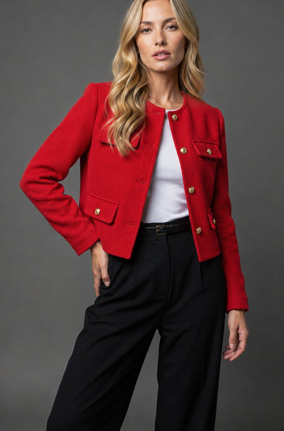 Paige | Tweed Jacket with Buttons Front Pockets