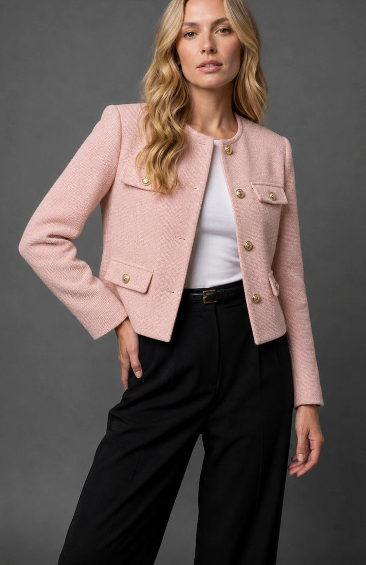 Paige | Tweed Jacket with Buttons Front Pockets
