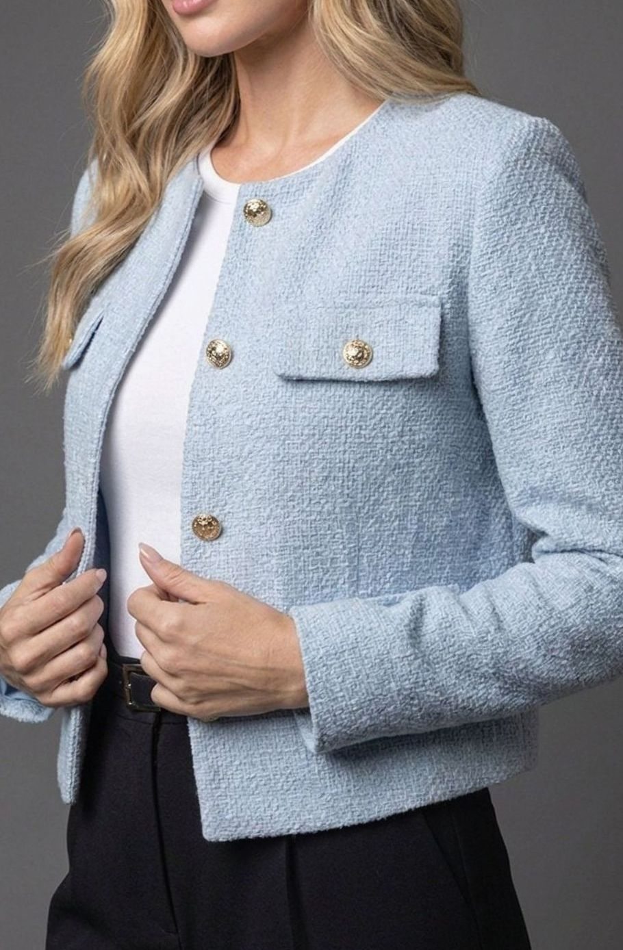 Paige | Tweed Jacket with Buttons Front Pockets