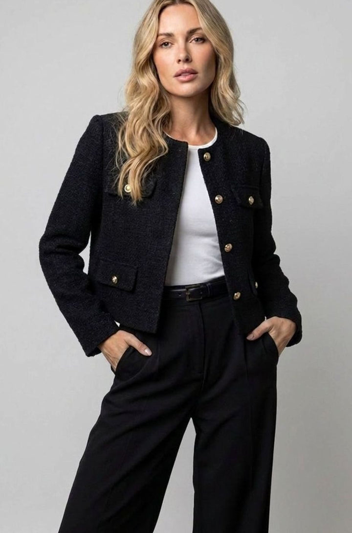 Paige | Tweed Jacket with Buttons Front Pockets