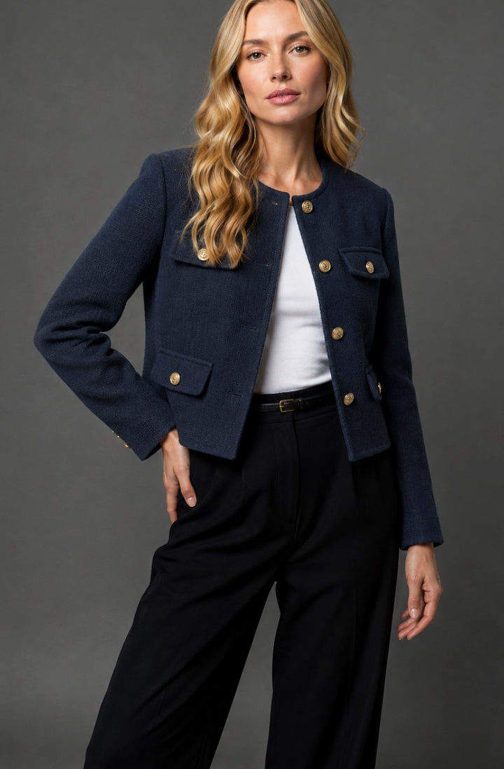 Paige | Tweed Jacket with Buttons Front Pockets