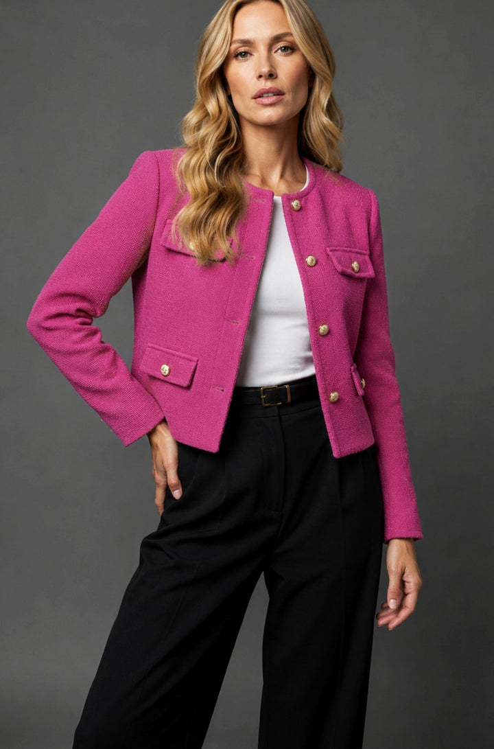 Paige | Tweed Jacket with Buttons Front Pockets