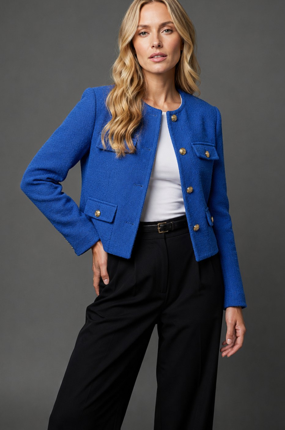 Paige | Tweed Jacket with Buttons Front Pockets