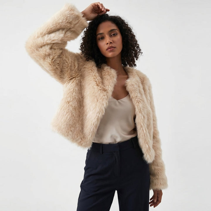 Linnea | Shaggy Faux Fur Cropped Womens Jacket