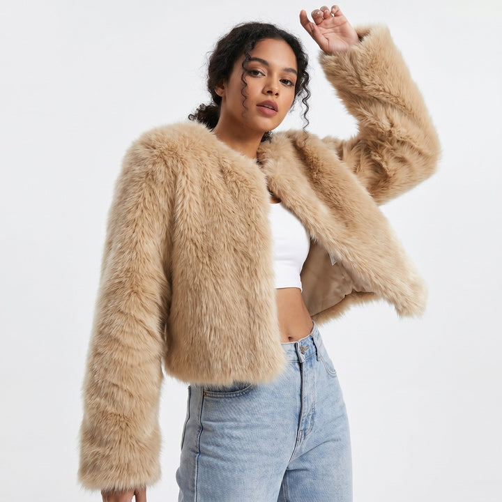 Linnea | Shaggy Faux Fur Cropped Womens Jacket