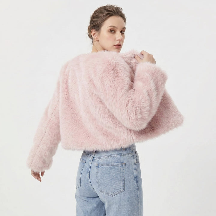 Linnea | Shaggy Faux Fur Cropped Womens Jacket