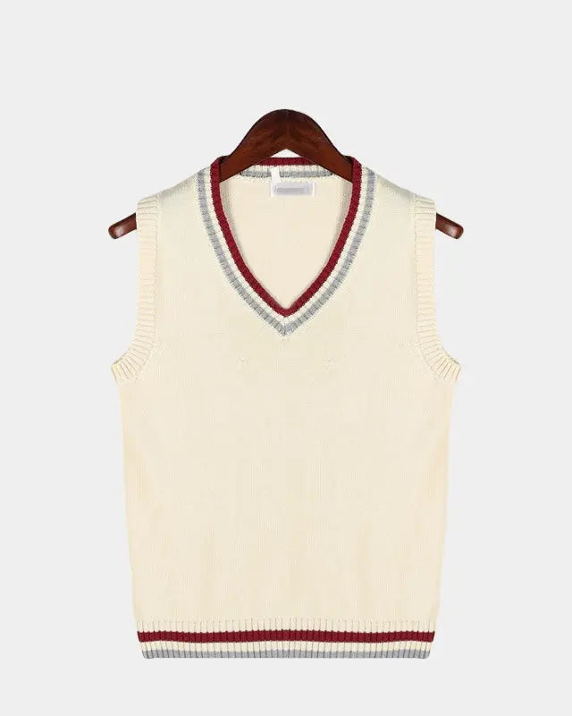 Womens cable knit sweater vest, view 3